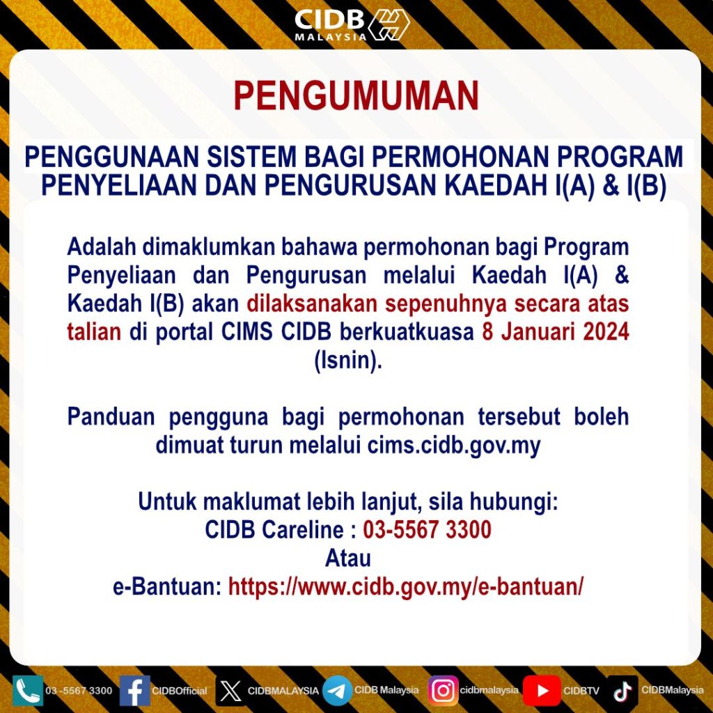 Pemakluman Penggunaan Sistem Bagi Permohonan Program Penyeliaan Dan Pengurusan