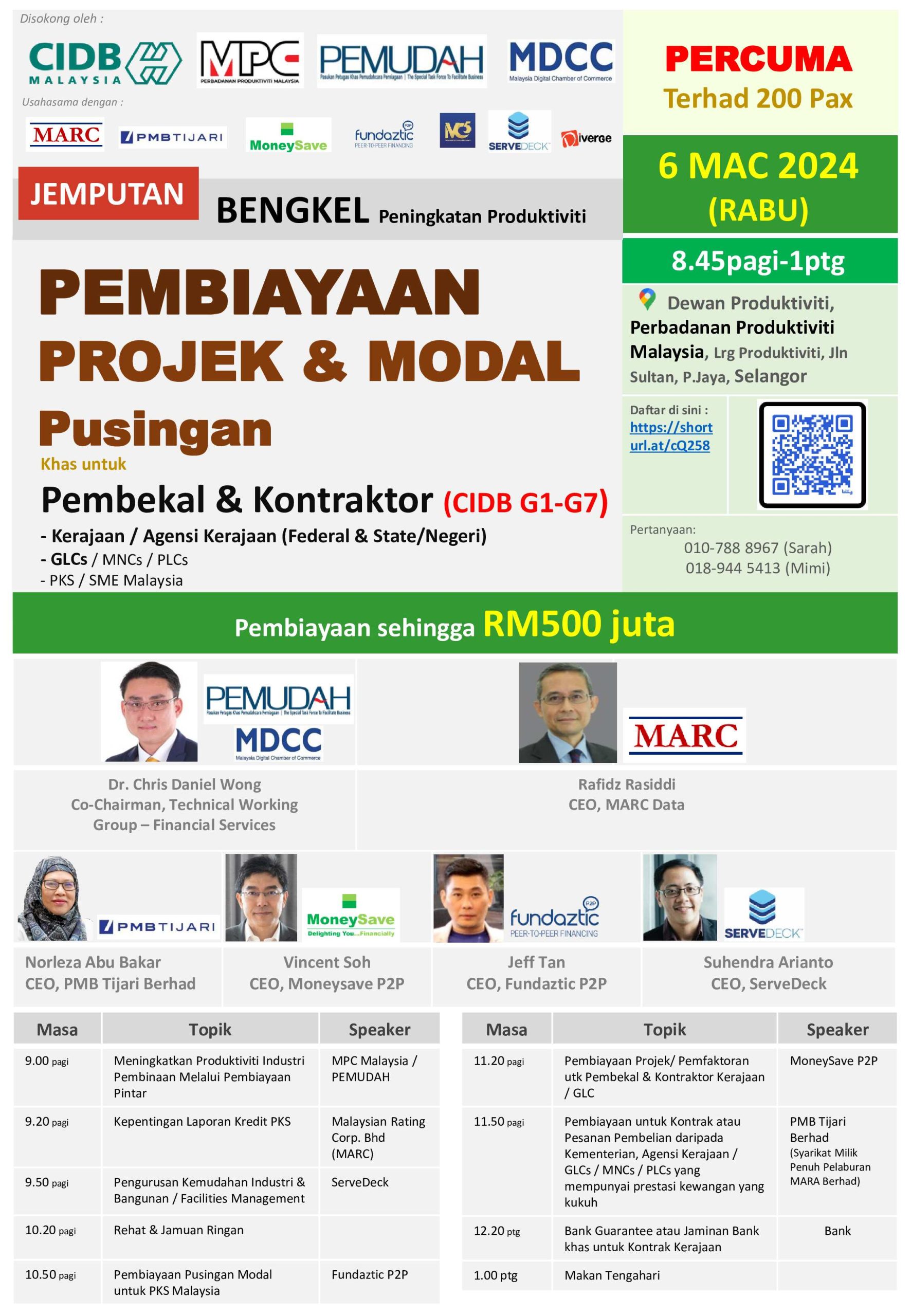 Pemakluman Pembiayaan Projek & Modal Pusingan Khas Untuk Pembekal & Kontraktor (CIDB G1-G7) - Brosur - 2